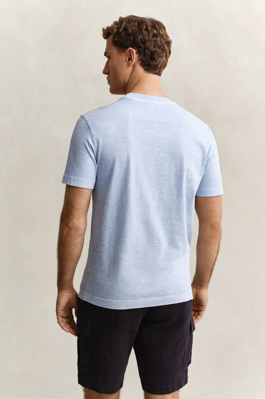 Bawełniany t-shirt męski regular fit błękitny