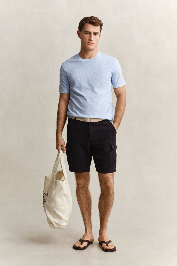 Bawełniany t-shirt męski regular fit błękitny
