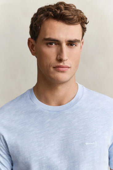 Bawełniany t-shirt męski regular fit błękitny
