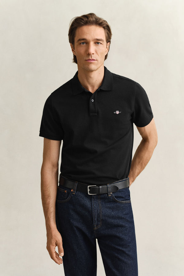 Koszulka polo męska z krótkim rękawem regular fit czarna