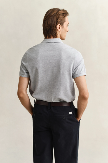 Bawełniana koszulka polo męska z krótkim rękawem regular fit szara