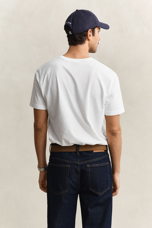 T-shirt męski z okrągłym dekoltem regular fit biały