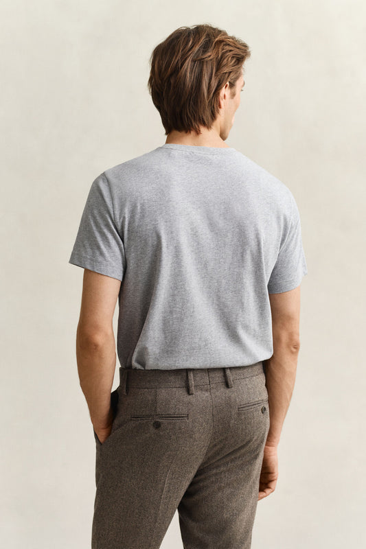 T-shirt męski z okrągłym dekoltem regular fit szary