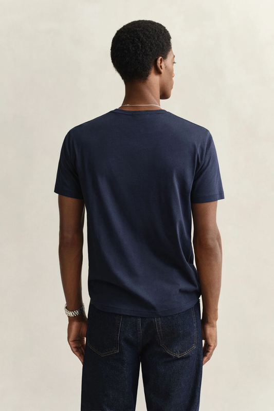 T-shirt męski z okrągłym dekoltem regular fit granatowy