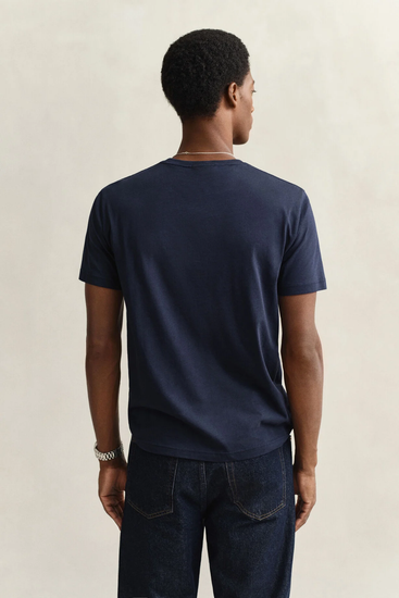 T-shirt męski z okrągłym dekoltem regular fit granatowy