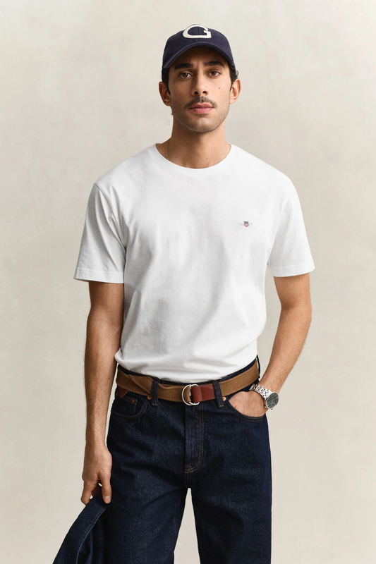 T-shirt męski z okrągłym dekoltem regular fit biały