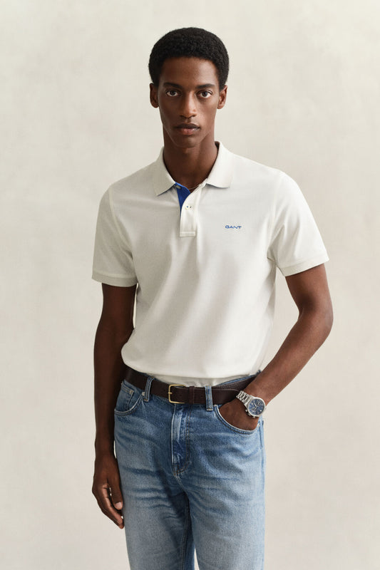 Koszulka polo męska z krótkim rękawem regular fit biała