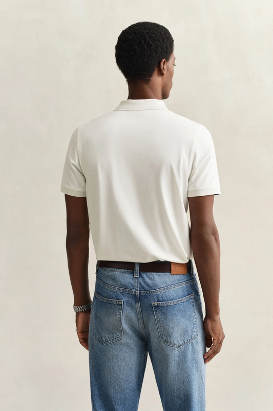Koszulka polo męska z krótkim rękawem regular fit biała