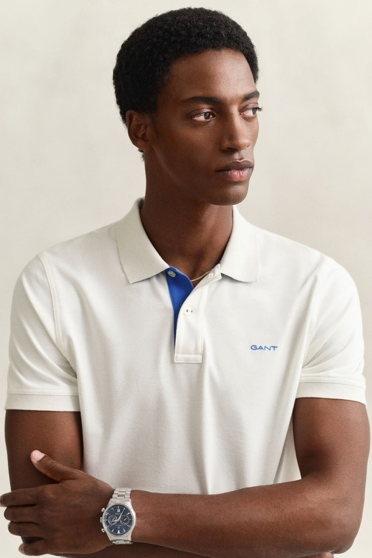 Koszulka polo męska z krótkim rękawem regular fit biała