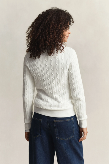 Sweter damski z dekoltem V slim fit biały