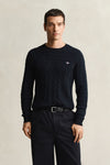 Sweter męski z okrągłym dekoltem regular fit granatowy