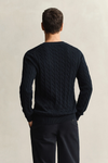 Sweter męski z okrągłym dekoltem regular fit granatowy