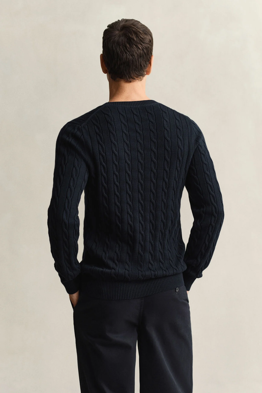 Sweter męski z okrągłym dekoltem regular fit granatowy