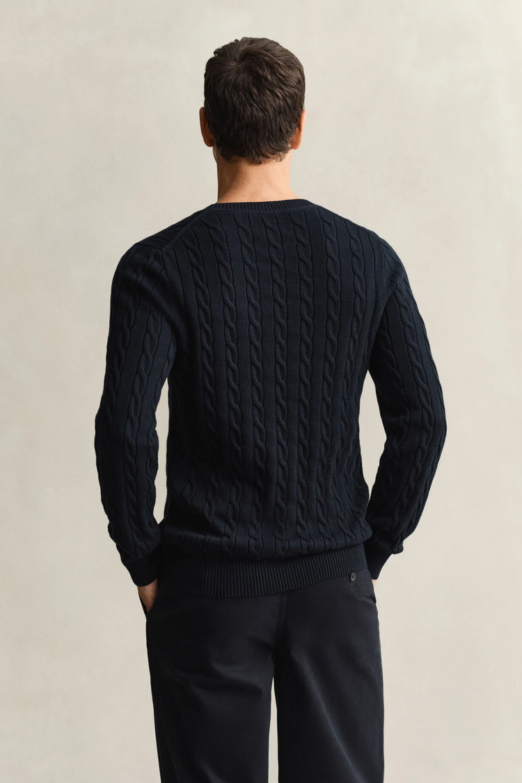 Sweter męski z okrągłym dekoltem regular fit granatowy
