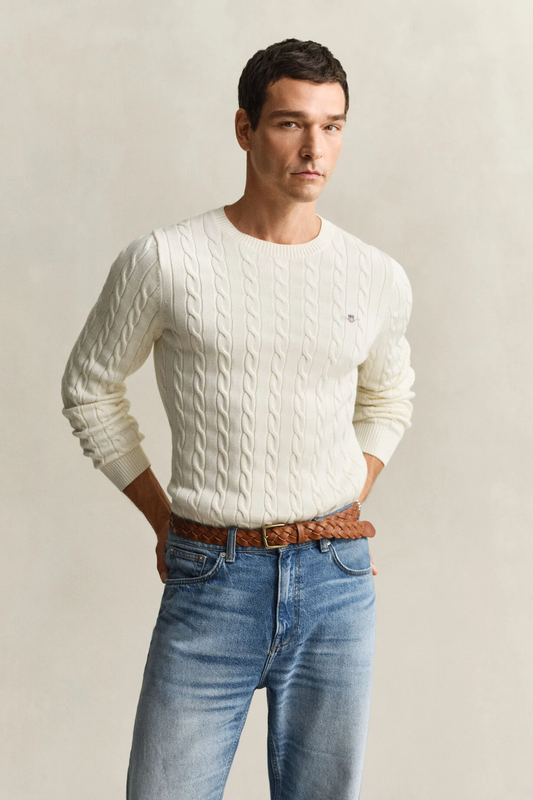 Sweter męski z okrągłym dekoltem i długim rękawem regular fit