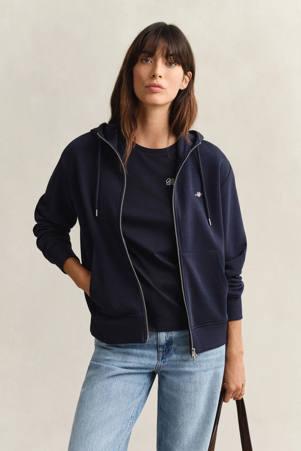 Bluza damska z kapturem relaxed fit granatowa