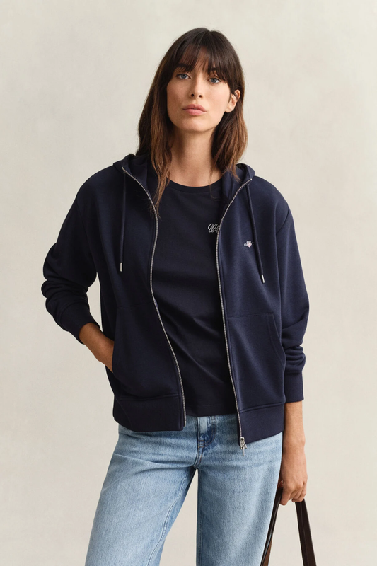 Bluza damska z kapturem relaxed fit granatowa