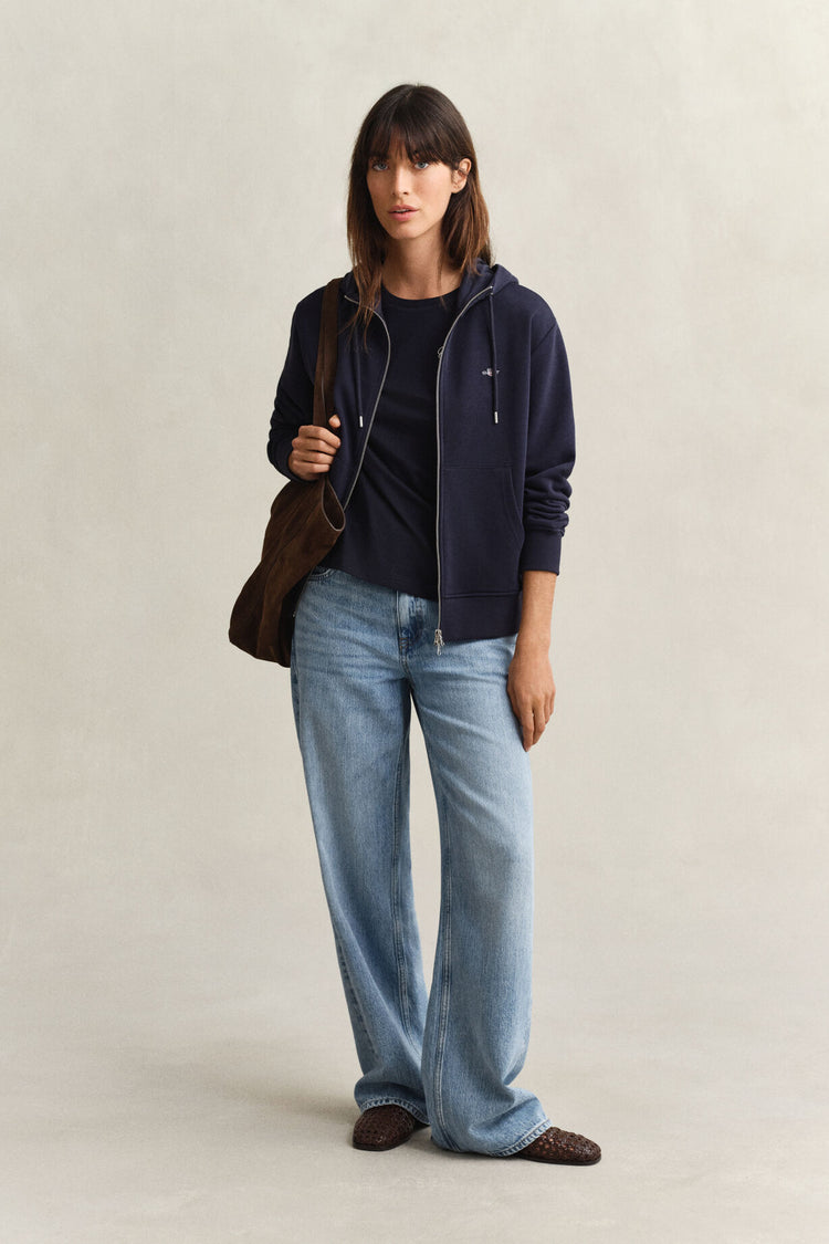 Bluza damska z kapturem relaxed fit granatowa