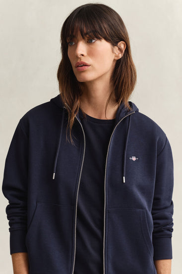 Bluza damska z kapturem relaxed fit granatowa