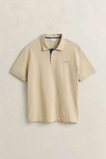 Polo męskie z krótkim rękawem regular fit beżowe