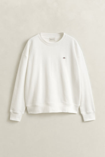 Bluza damska okrągły kołnierzyk relaxed fit biała